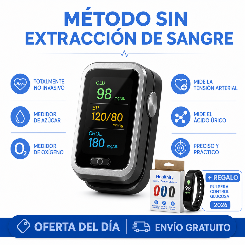 GlucoCare™ 3 en 1 - Medidor de Glucosa Sin Dolor + Colesterol + Presión Arterial + Oxígeno + ENVÍO GRATIS